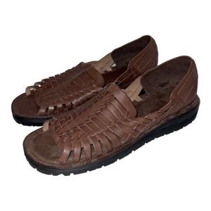 Nunn Bush Men's Merida Woven Brown Leather Fisherman Sandals  Size 12